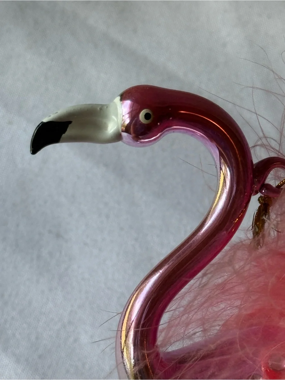 Delicate Pink Flamingo Ornament with Fabulous Pink Feathers